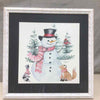 SNOWMAN W/ ANIMAL FRIENDS FRAMED PIC