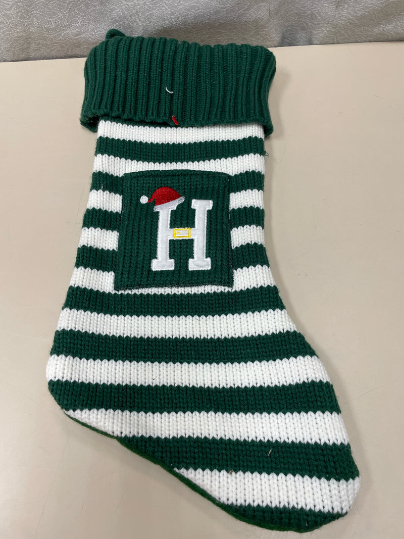 GREEN STRIPED "H" STOCKING