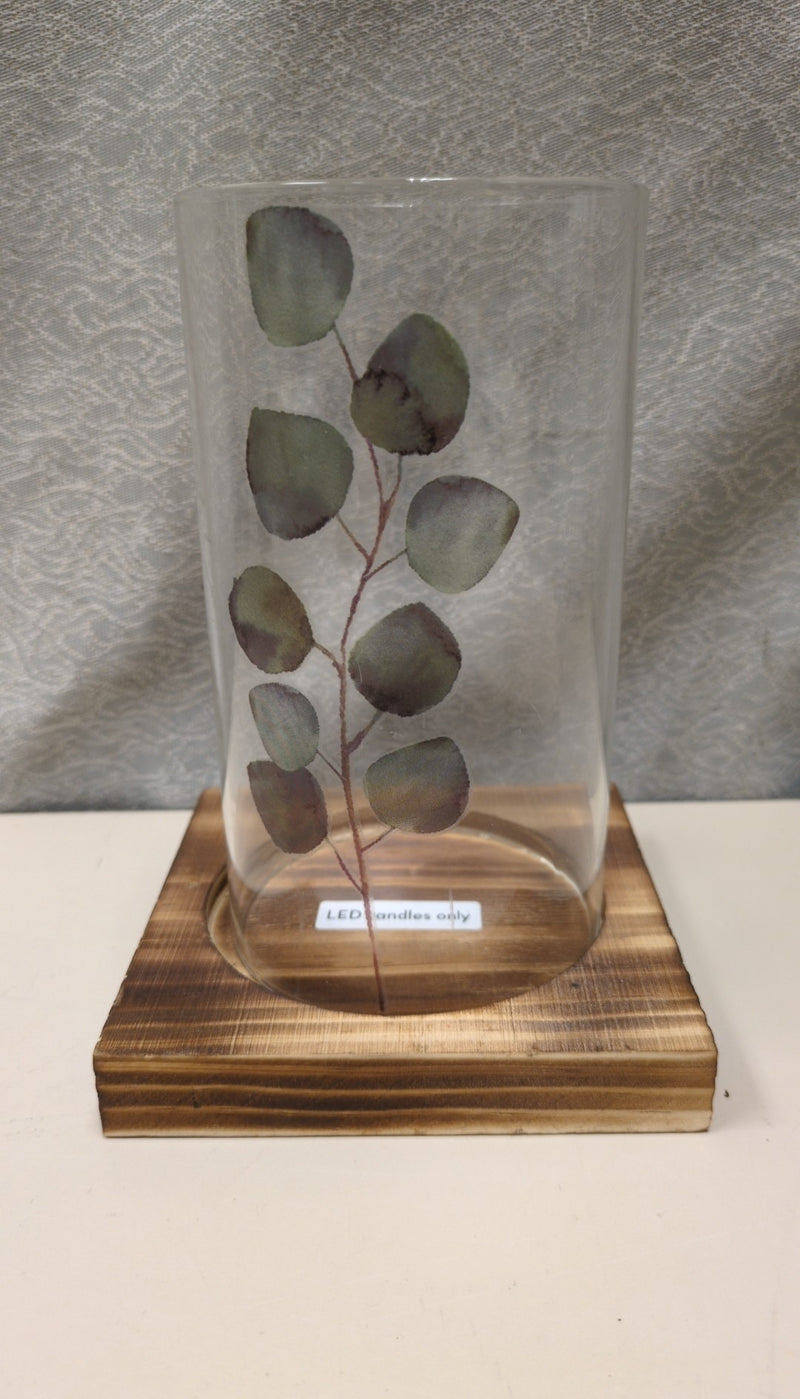 WOOD/GLASS LED CANDLE STAND