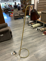 GOLD FLOOR LAMP WITH BROWN SHADE