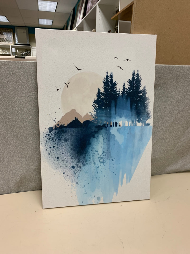 WHITE BLUE FOREST MOON CANVAS