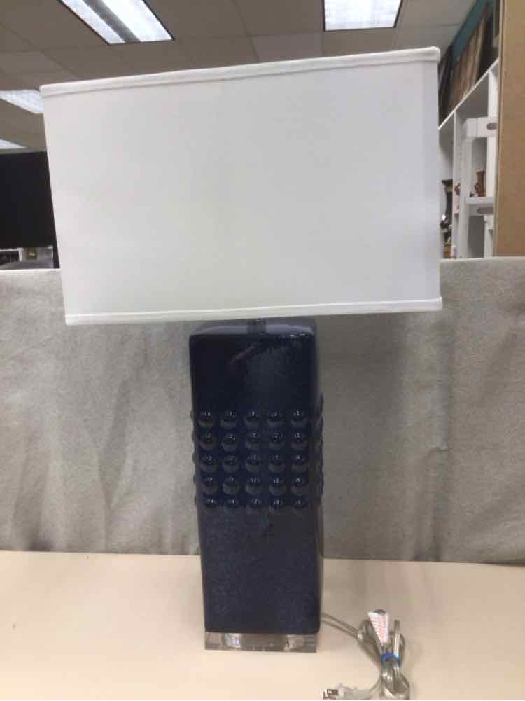 BLUE CERAMIC SQUARE BASE LAMP