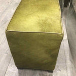 GREEN COWHIDE OTTOMAN