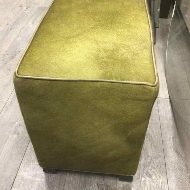 GREEN COWHIDE OTTOMAN