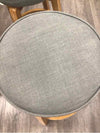 3 GREY UPHOLSTERY STOOLS WITH WOOD LEGS