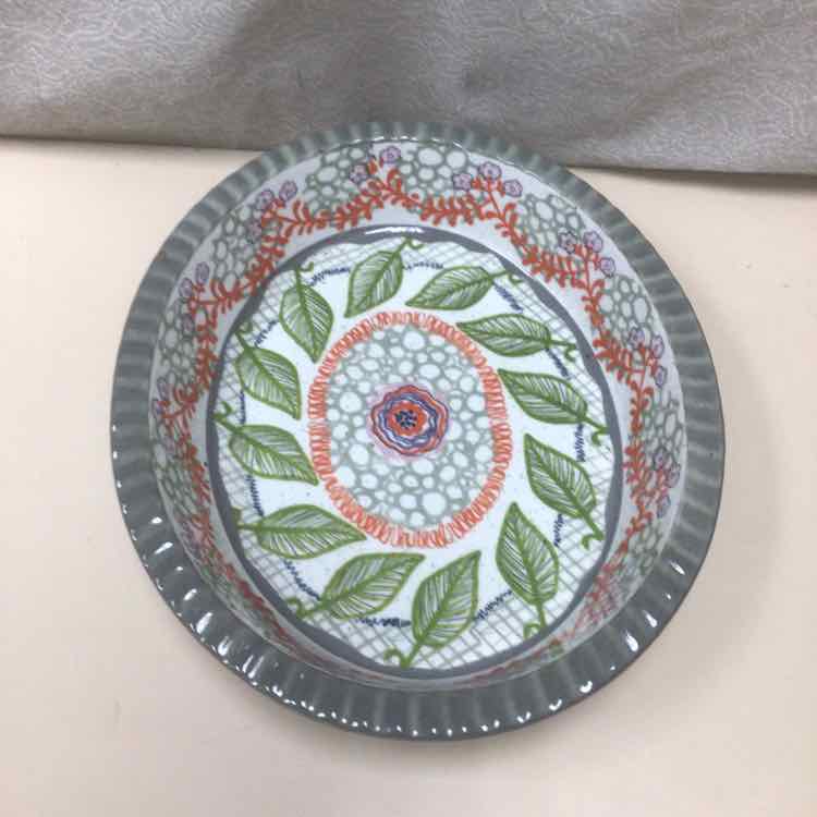 FLORAL W/LEAF CERAMIC BOWL