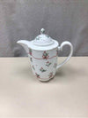 WHITE/RED RIBBON PINE TEA POT