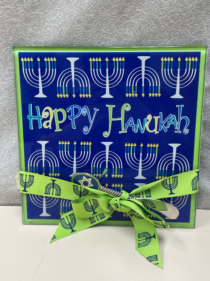 HANUKKAH GLASS CHEESE TRAY