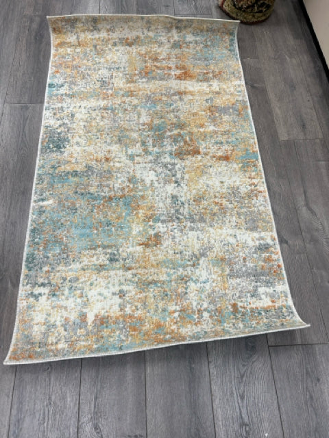 BLUE YELLOW ABSTRACT RUG