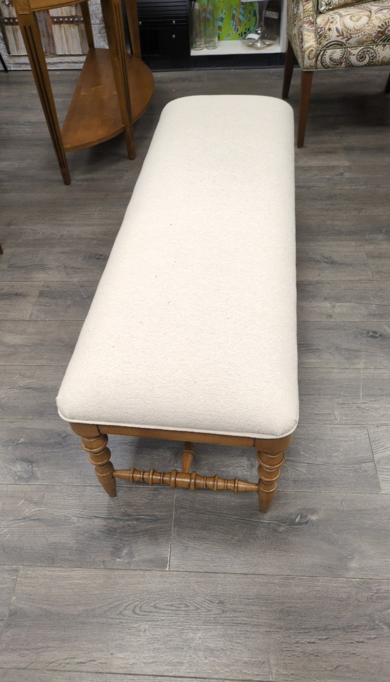 CREAM UPHOLSTERY WOOD BENCH