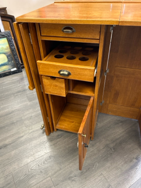 WOOD BAR CABINET DROP LEAF