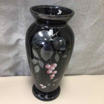 BLACK VASE W/BERRY PAINTING