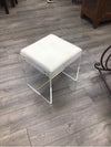 WHITE OTTOMAN W/GLASS