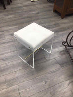 WHITE OTTOMAN W/GLASS