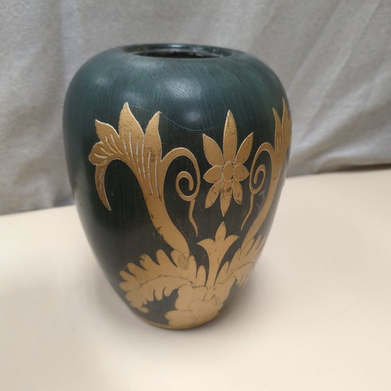 GREEN/GOLD ORNATE VASE