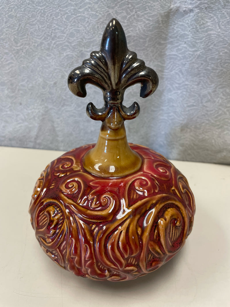 RED CERAMIC BALL FLEUR DE LEI