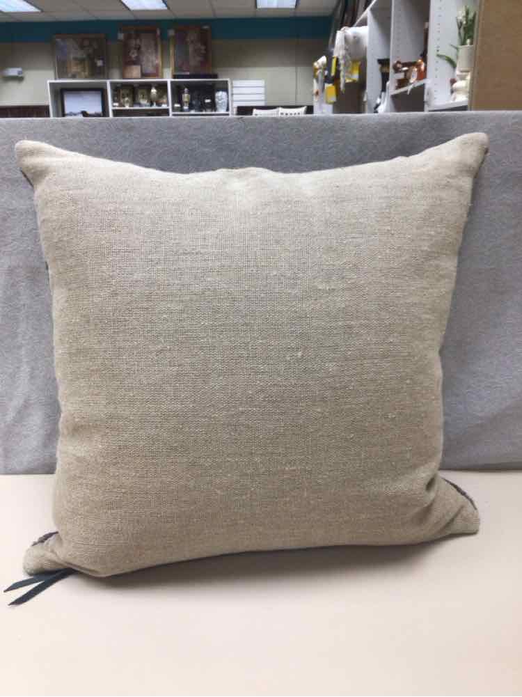 DARK GRAY/BURLAP PILLOW