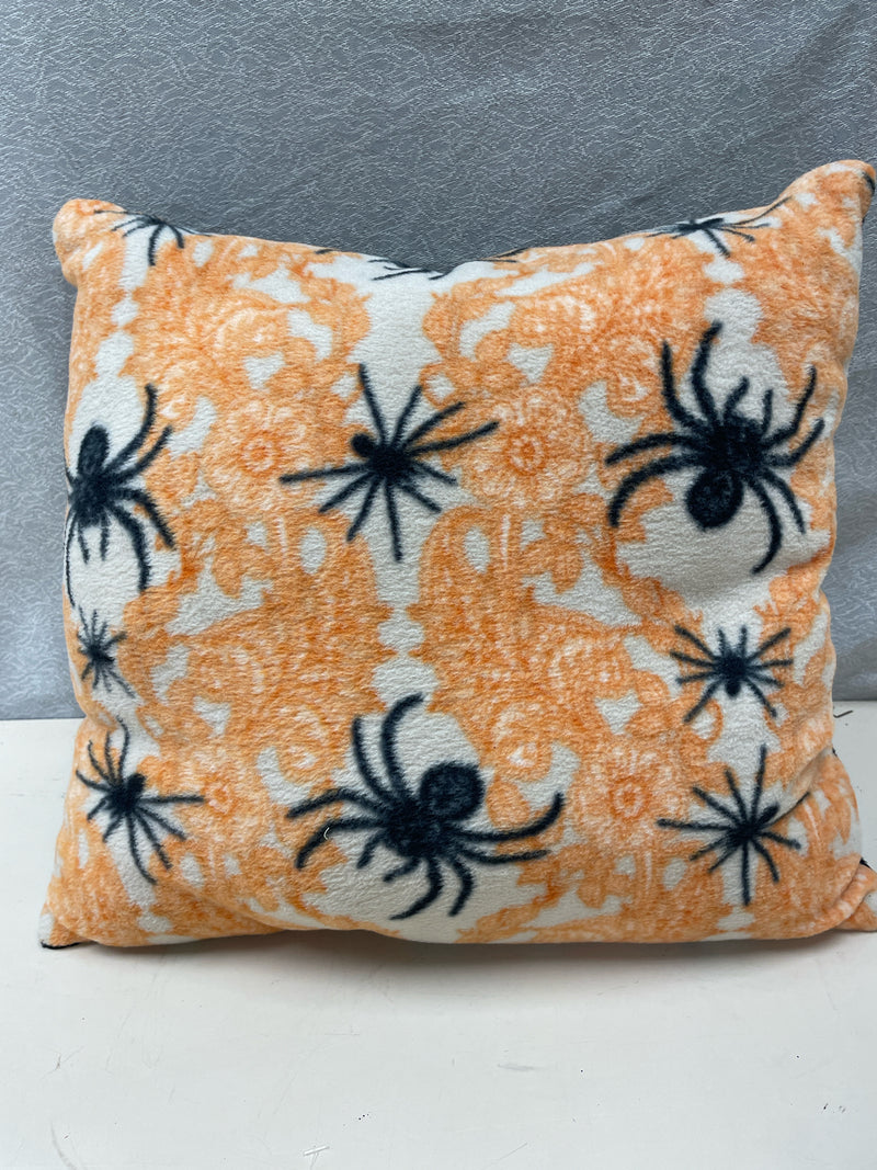 ORANGE WHITE BLACK SPIDER PILLOW HALLOWEEN