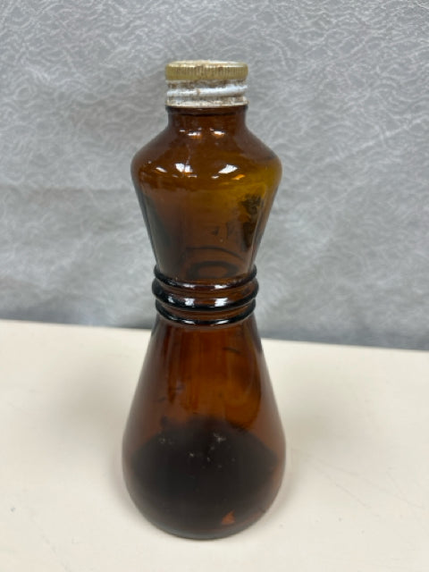 BROWN BOTTLE W/METAL LID