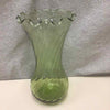 TALL GREEN GLASS RIPPLE VASE