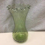 TALL GREEN GLASS RIPPLE VASE