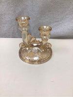 AMBER GLASS CANDLE HOLDERS