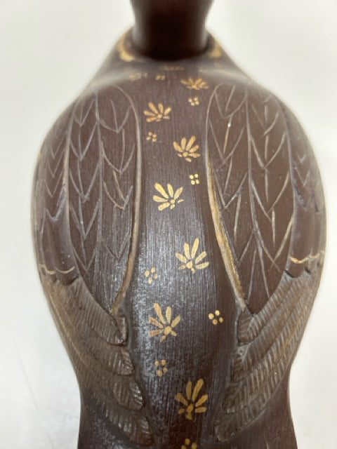 BROWN CARVED DUCK DECOY