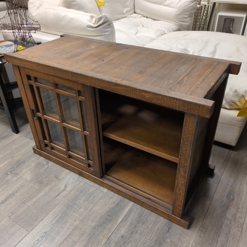HARDWOOD W/GLASS DOORS CONSOLE