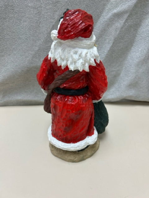 "CARVED" SANTA WITH PRESENT BAG