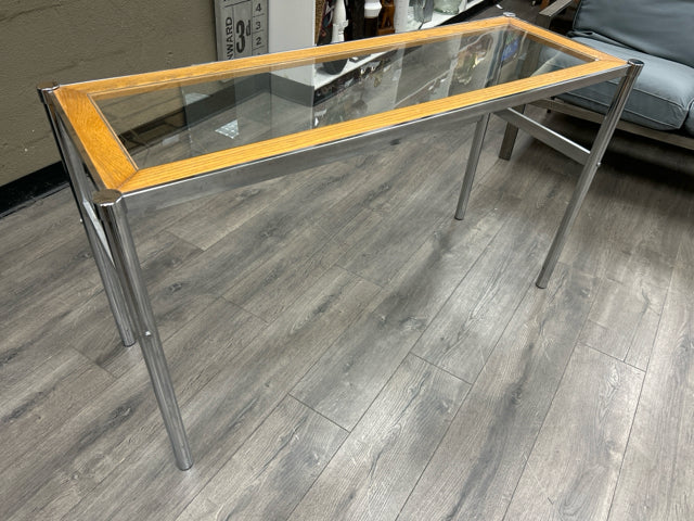 WOOD AND GLASS SOFA TABLE