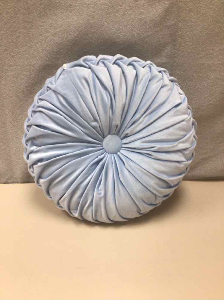 ROUND BLUE TUFTED PILLOW