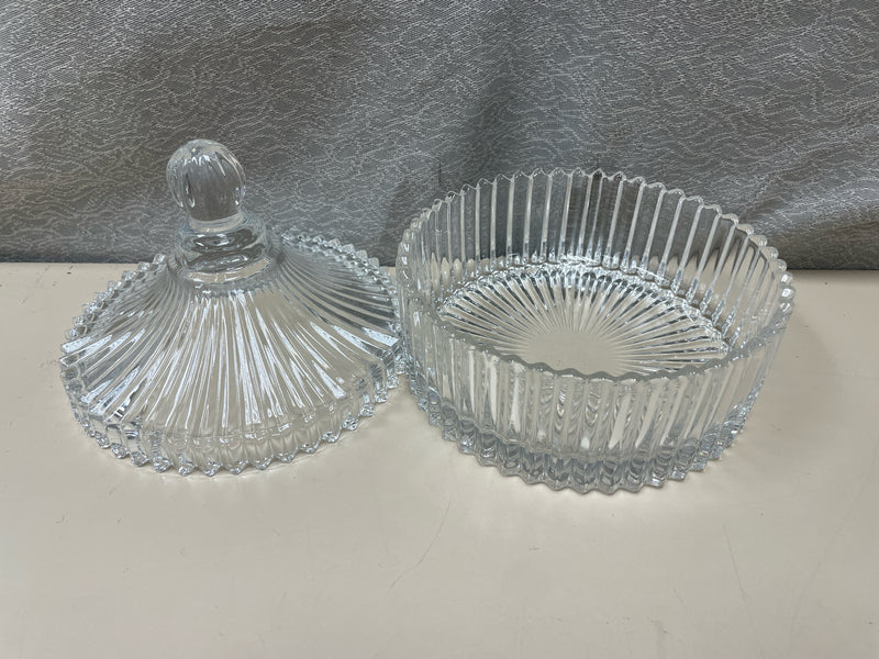 2 PC GLASS LIDDED CANDY DISH