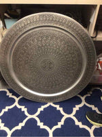 SILVER BLACK HAMMERED ROUND PLATE