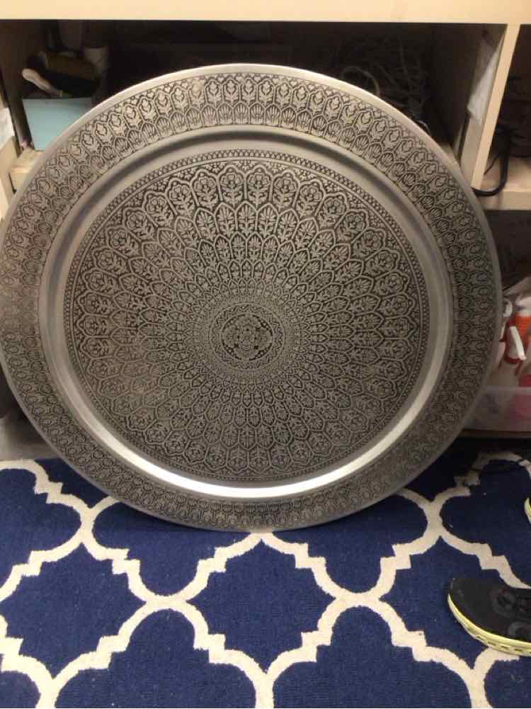 SILVER BLACK HAMMERED ROUND PLATE