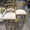 3 31" BEIGE WOOD/CUSHION STOOLS