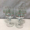 4 HOLLY THEME STEMWARE GLASSES