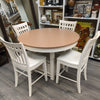 ROUND WHITE/BROWN TABLE W/4 CHAIRS
