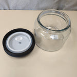 BLACK LIDDED GLASS CONTAINER