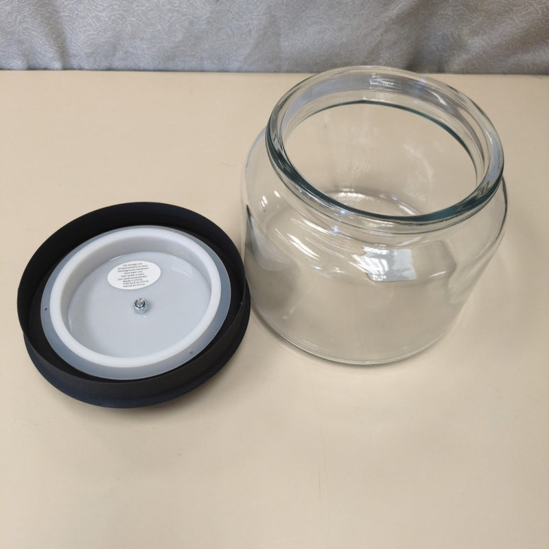 BLACK LIDDED GLASS CONTAINER