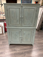 GREEN 2 PIECE WOOD CABINET