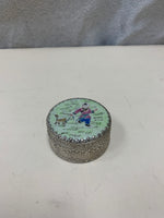 SILVER METAL ASIAN THEME ROUND BOX