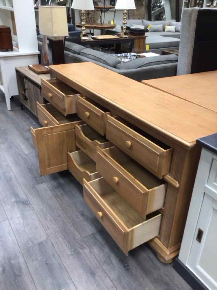 BLONDE WOOD DOUBLE DRESSER