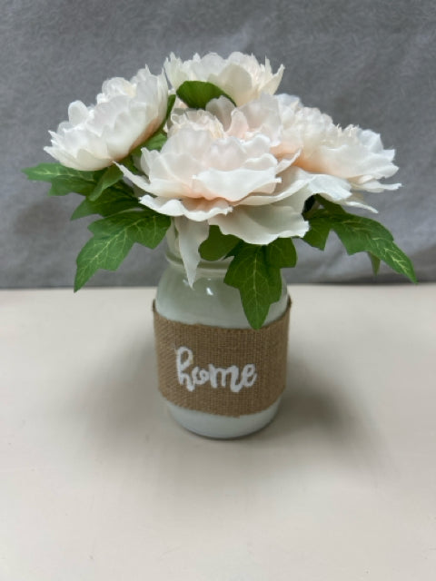 PINK FLORAL IN BURLAP VASE