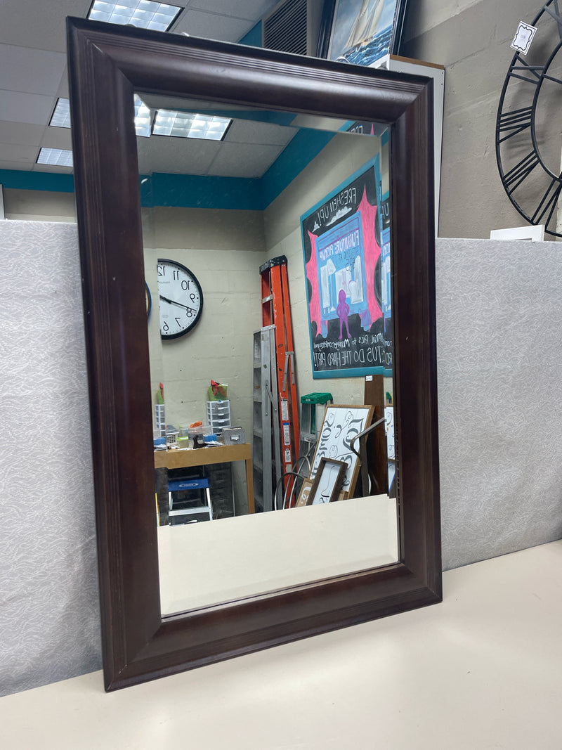 DARK WOOD FRAME MIRROR