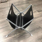 BLACK LEATHER METAL MAGAZINE RACK