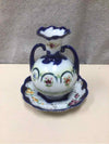 SMALL FLORAL VASE W/TRAY