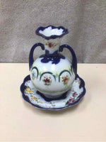 SMALL FLORAL VASE W/TRAY