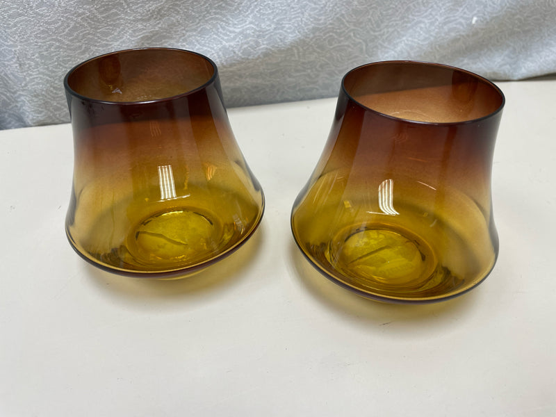 2 AMBER COLOR GLASSES