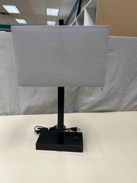 BLACK METAL GREY SHADE LAMP