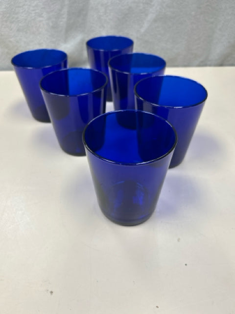 6 SHORT BLUE GLASSES